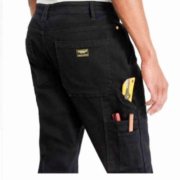 CAT Caterpillar Sz 40X30 Black Men's Workwear Carpenter Pants - Picture 3 of 7